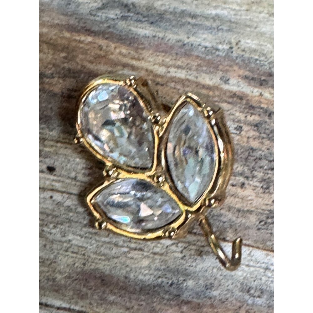 Swarovski Gold Tone Crystal Leaf Clip On Earrings Elegant Jewelry Vintage - Picture 3 of 8